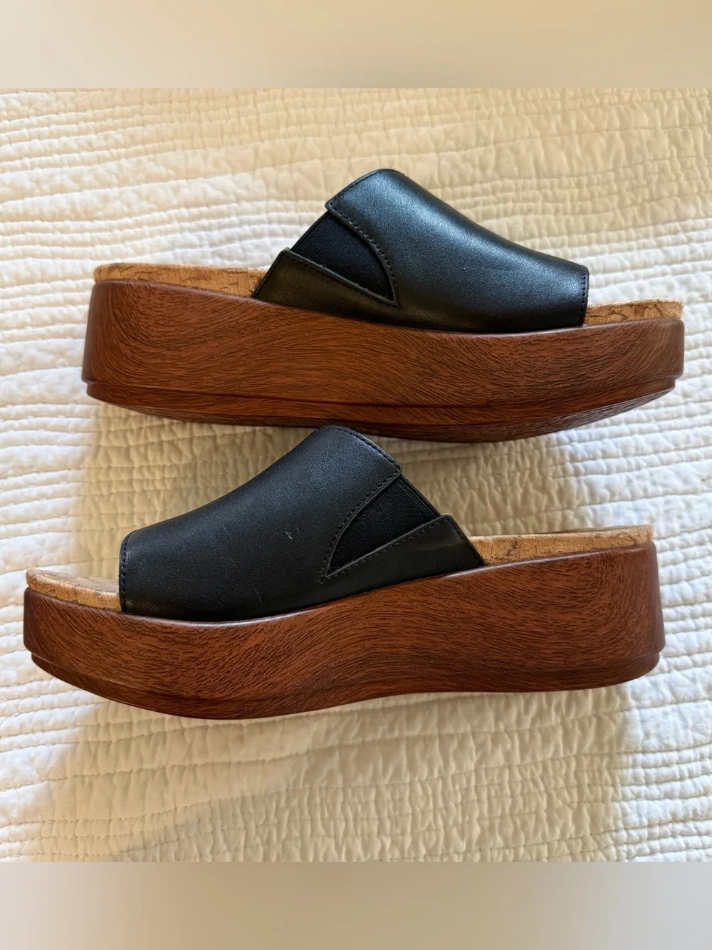 Black Slide Platform Sandals by Alegria